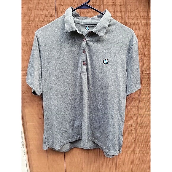 BMW Polo Shirt Mens XL Gray Golf Golfing Short Sleeve Embroidered Stretch - Picture 1 of 5